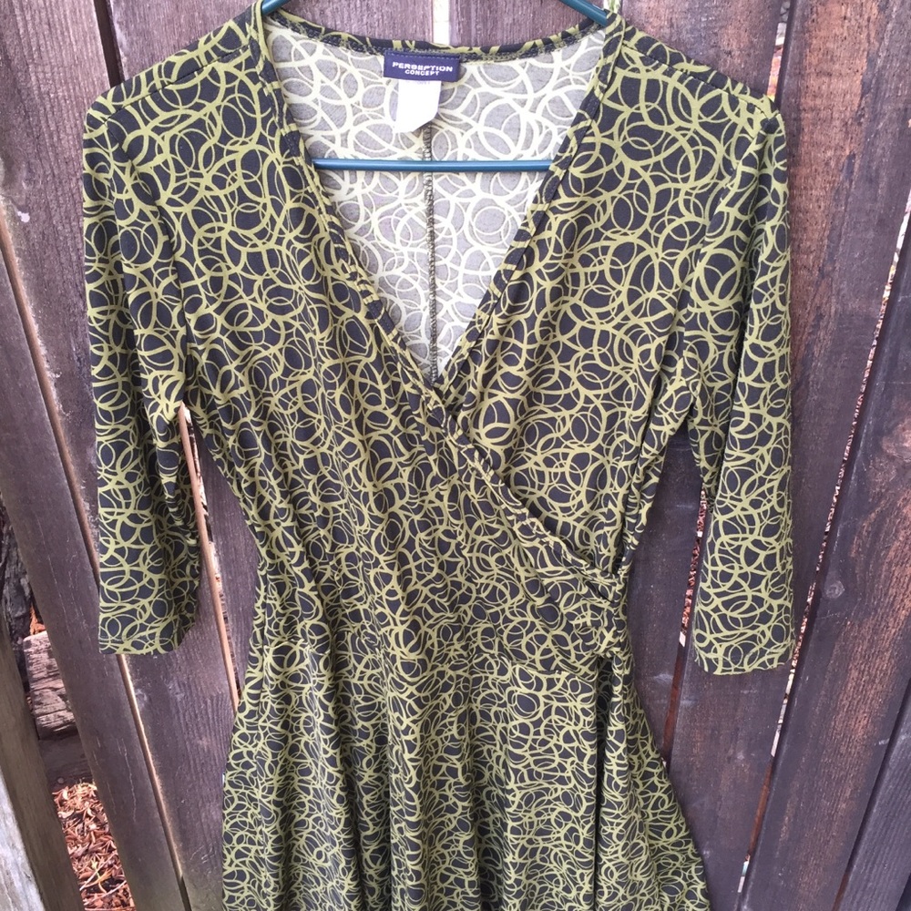 Perseption Concept Green & Black Dress Size S - Picture 2 of 12